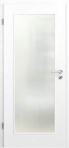 Moderne, schöne Innentür in CPL Weißlack, mit Lichtausschnitt XXL und Satinato Verglasung.